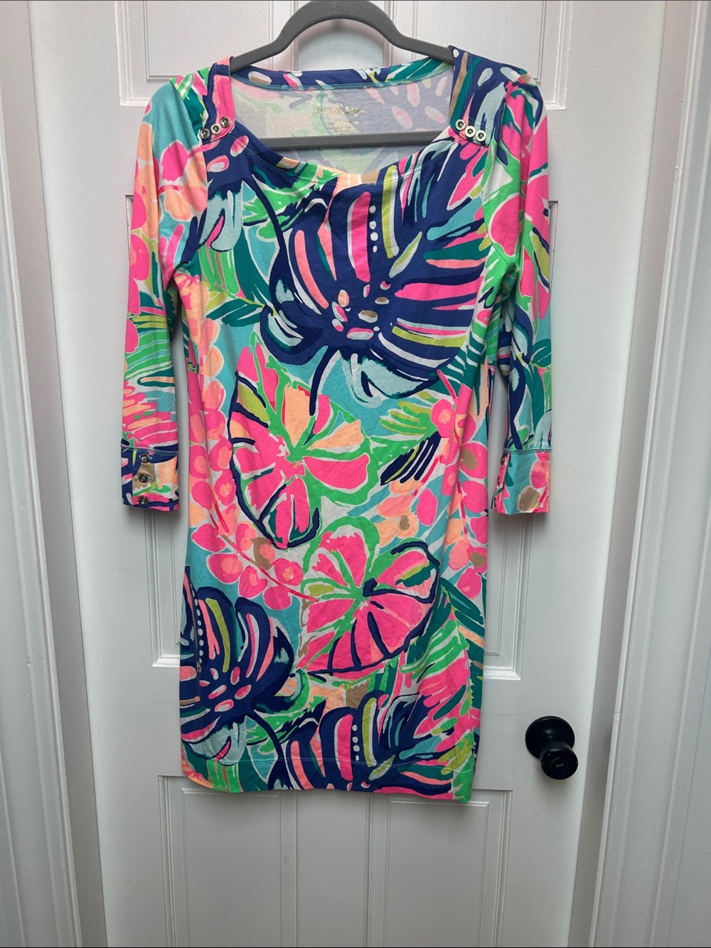 Lilly Pulitzer Neon Floral Shift Dress in Pink, Blue, Green